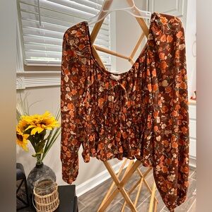 Boho boutique floral babydoll blouse
